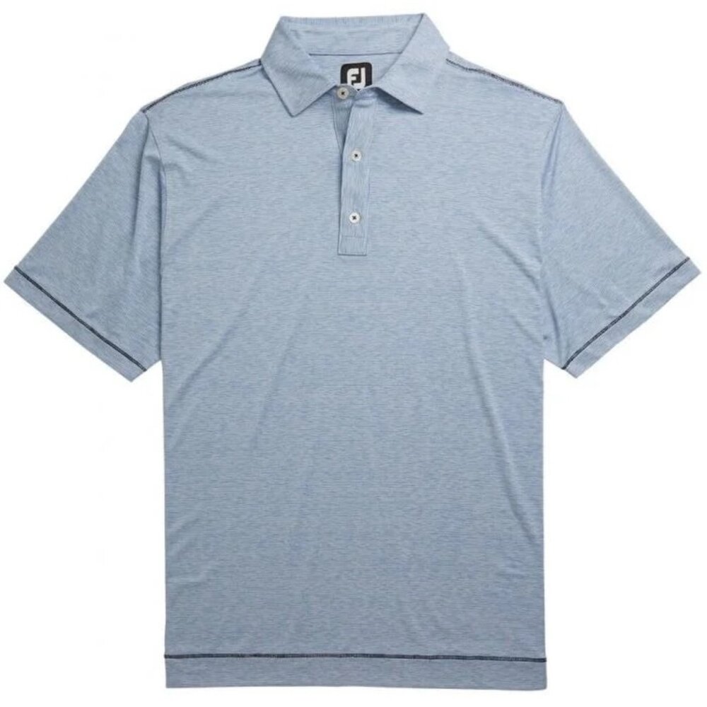 FootJoy Lisle Space Dye Microstripe Self Collar Golf Polo Royal/White Size XL
